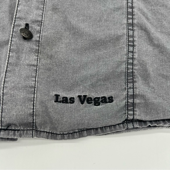 Hard Rock Cafe‎ Shirt Size Large Gray Embroidered Vegas Rock Utility Button Down - Picture 6 of 16